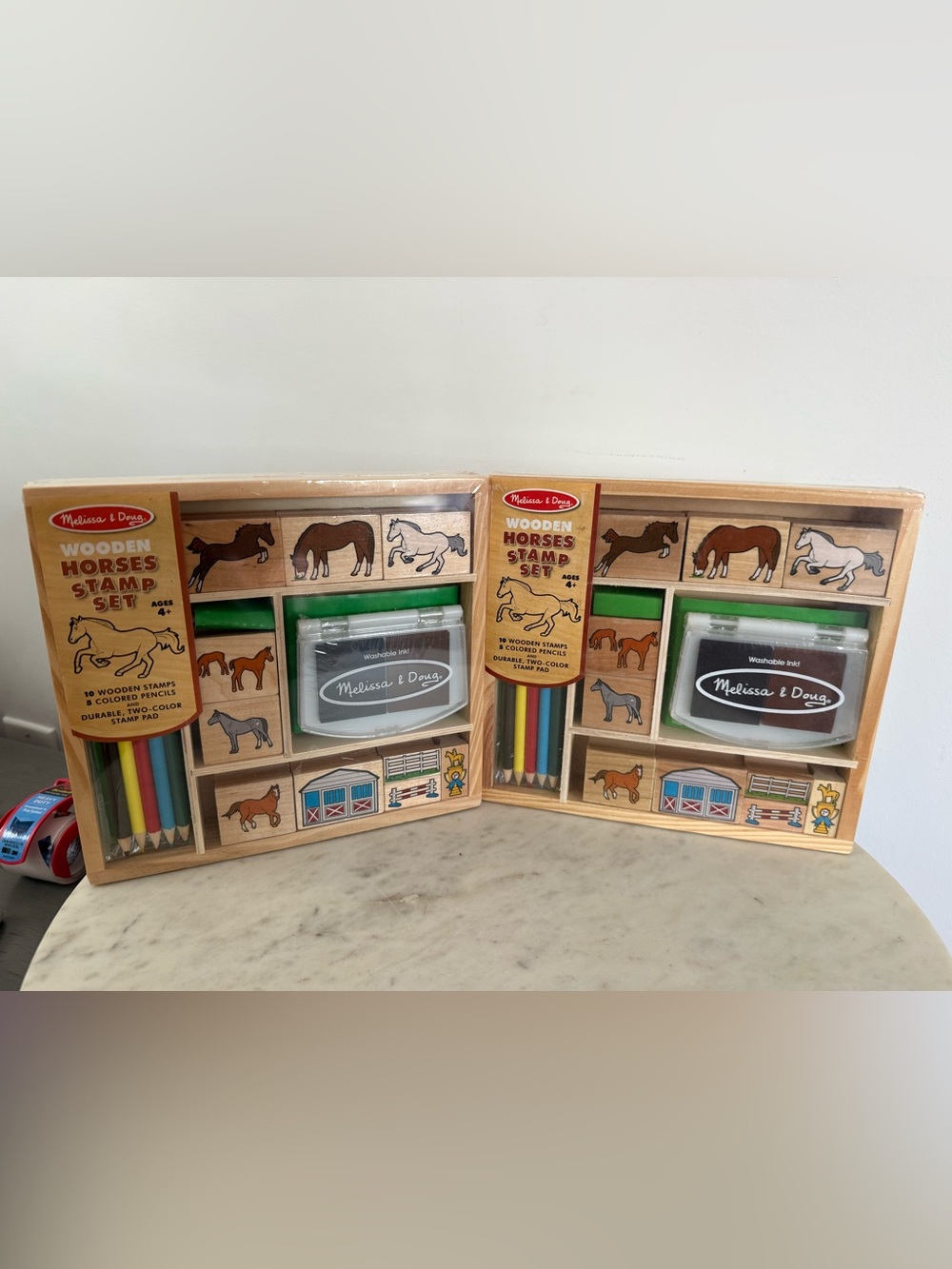NEW Melissa and Doug Kids Toy Activity Wooden Horse Stamp Set - Set of 2